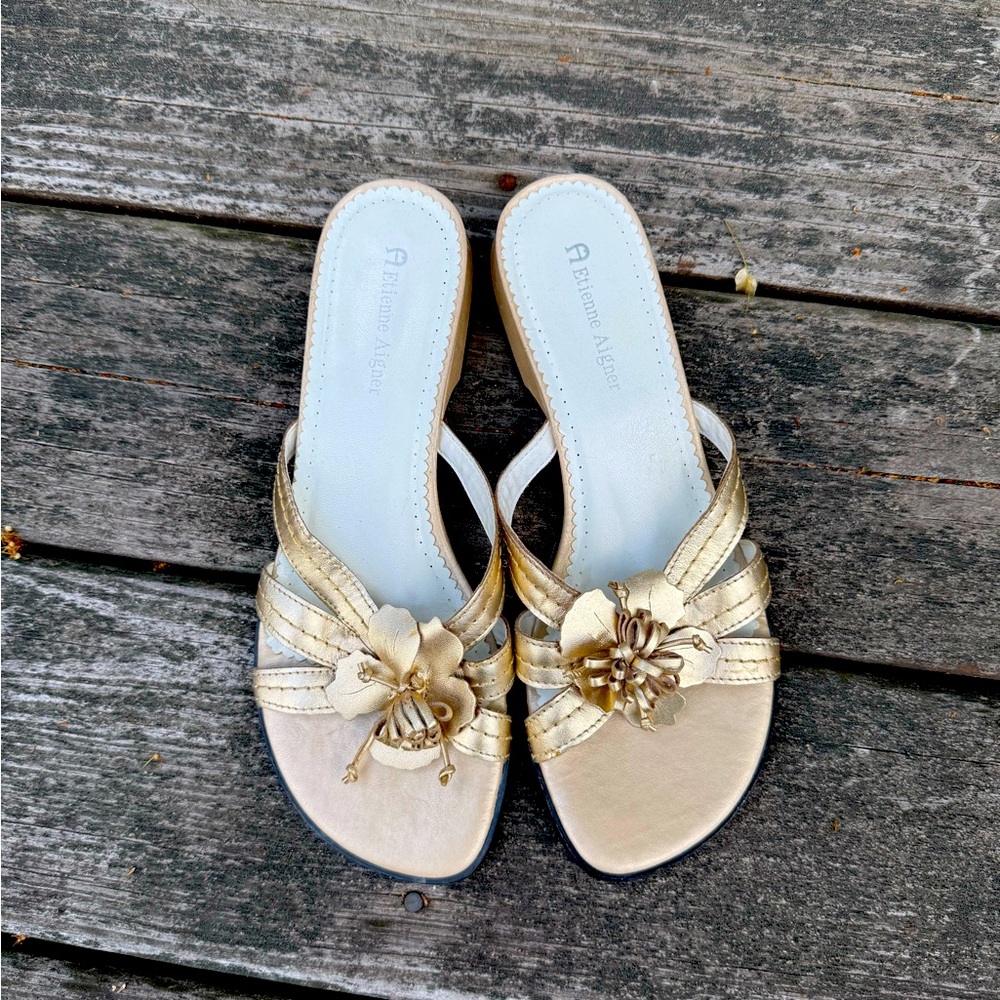 Designer Gold Sandals - Etienne Aigner in GOLD, the color of summer!